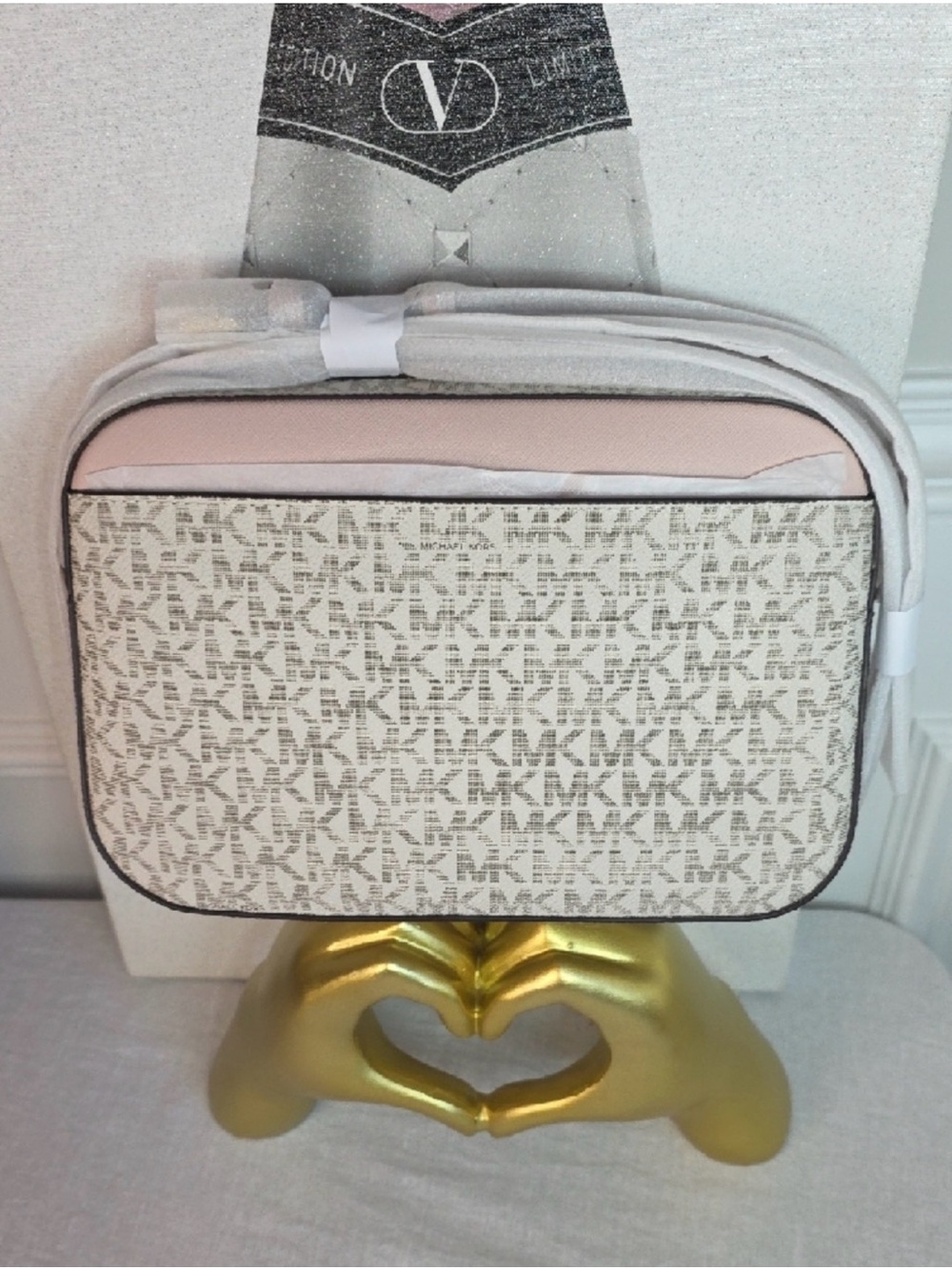 Michael Kors Pink and White Logo Crossbody Bag NWT - Picture 2 of 7